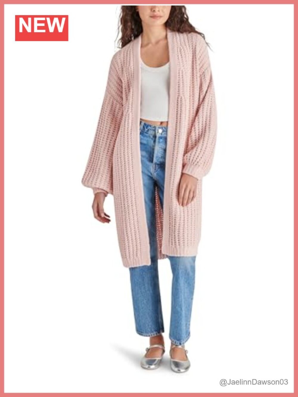 Steve Madden Emmie Long Cardigan Sweater Pull On Open Neck Long Sleeve